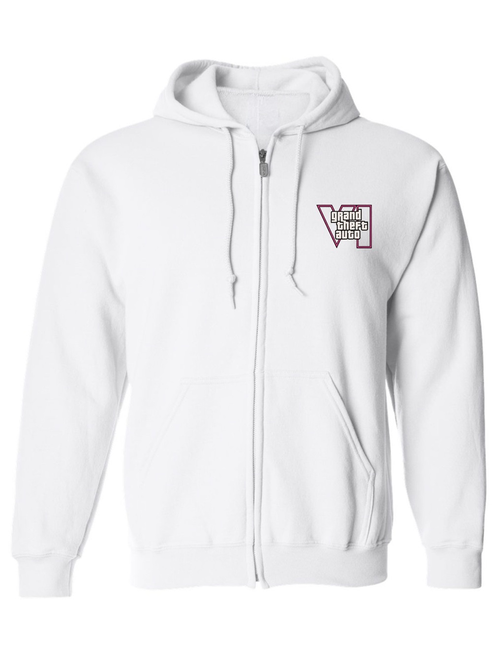Men's GTA 6 Embroidered Zipper Hoodie - White
